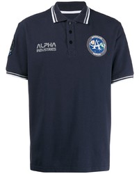 Мужская темно-синяя футболка-поло с вышивкой от Alpha Industries