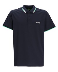 Мужская темно-синяя футболка-поло с вышивкой от BOSS