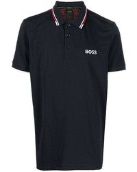 Мужская темно-синяя футболка-поло с вышивкой от BOSS