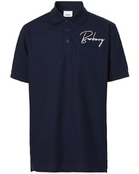 Мужская темно-синяя футболка-поло с вышивкой от Burberry
