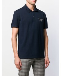 Мужская темно-синяя футболка-поло с вышивкой от Alexander McQueen
