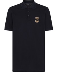 Мужская темно-синяя футболка-поло с вышивкой от Dolce & Gabbana