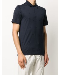 Мужская темно-синяя футболка-поло с вышивкой от Corneliani