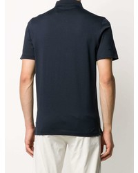 Мужская темно-синяя футболка-поло с вышивкой от Corneliani