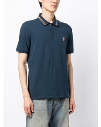Мужская темно-синяя футболка-поло с вышивкой от PS Paul Smith