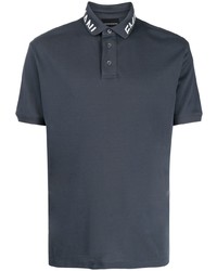 Мужская темно-синяя футболка-поло с вышивкой от Emporio Armani