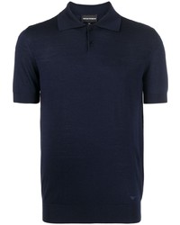 Мужская темно-синяя футболка-поло с вышивкой от Emporio Armani