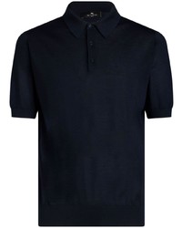 Мужская темно-синяя футболка-поло с вышивкой от Etro