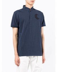 Мужская темно-синяя футболка-поло с вышивкой от Shanghai Tang