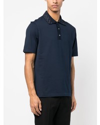 Мужская темно-синяя футболка-поло с вышивкой от Ferragamo