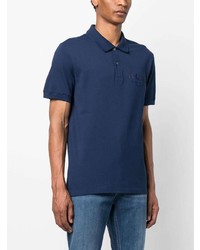 Мужская темно-синяя футболка-поло с вышивкой от Alexander McQueen
