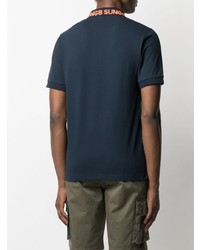 Мужская темно-синяя футболка-поло с вышивкой от Sun 68