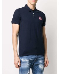 Мужская темно-синяя футболка-поло с вышивкой от DSQUARED2