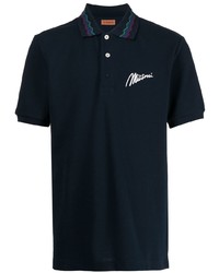 Мужская темно-синяя футболка-поло с вышивкой от Missoni