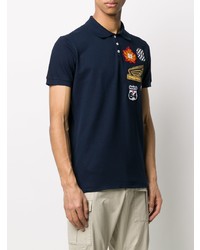 Мужская темно-синяя футболка-поло с вышивкой от DSQUARED2