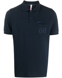 Мужская темно-синяя футболка-поло с вышивкой от Sun 68