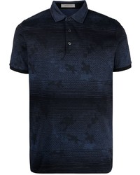 Мужская темно-синяя футболка-поло с камуфляжным принтом от Corneliani