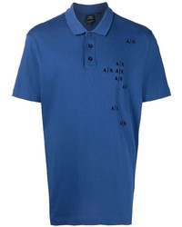 Мужская темно-синяя футболка-поло с принтом от Armani Exchange