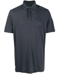Мужская темно-синяя футболка-поло с принтом от Armani Exchange