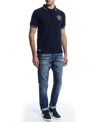 Мужская темно-синяя футболка-поло с принтом от Atributika &amp; Club™
