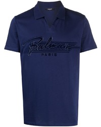 Мужская темно-синяя футболка-поло с принтом от Balmain
