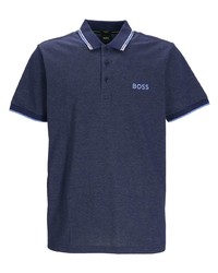 Мужская темно-синяя футболка-поло с принтом от BOSS