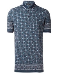 Мужская темно-синяя футболка-поло с принтом от Dolce & Gabbana