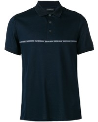 Мужская темно-синяя футболка-поло с принтом от Emporio Armani