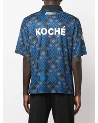 Мужская темно-синяя футболка-поло с принтом от Koché