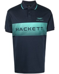 Мужская темно-синяя футболка-поло с принтом от Hackett