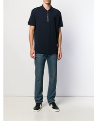 Мужская темно-синяя футболка-поло с принтом от Karl Lagerfeld