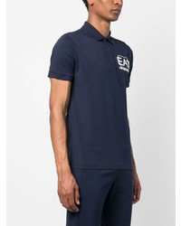 Мужская темно-синяя футболка-поло с принтом от Ea7 Emporio Armani