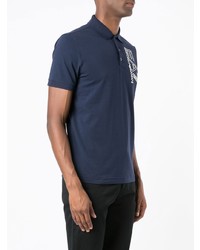 Мужская темно-синяя футболка-поло с принтом от Ea7 Emporio Armani