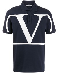 Мужская темно-синяя футболка-поло с принтом от Valentino