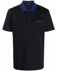 Мужская темно-синяя футболка-поло с принтом от Versace