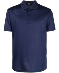 Мужская темно-синяя футболка-поло с принтом от Versace