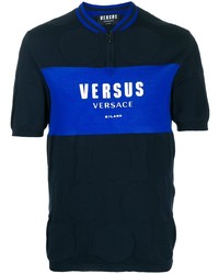 Мужская темно-синяя футболка-поло с принтом от Versus