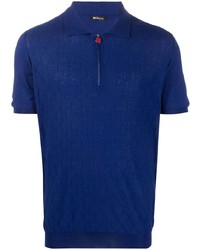 Мужская темно-синяя футболка-поло с ромбами от Kiton