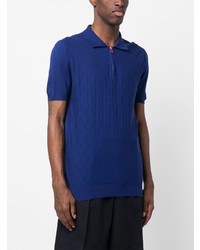 Мужская темно-синяя футболка-поло с ромбами от Kiton