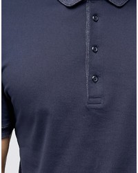 Мужская темно-синяя футболка-поло с узором "в ёлочку" от Boss Orange