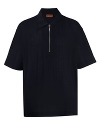 Мужская темно-синяя футболка-поло с узором зигзаг от Missoni