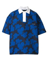 Мужская темно-синяя футболка-поло с цветочным принтом от Botter