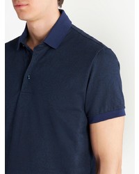 Мужская темно-синяя футболка-поло с цветочным принтом от Etro