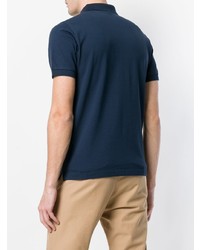 Мужская темно-синяя футболка-поло с цветочным принтом от Sun 68