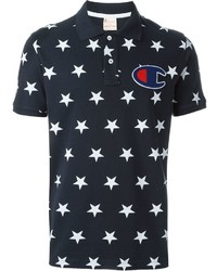 Темно-синяя футболка-поло со звездами