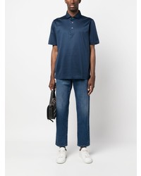 Мужская темно-синяя футболка-поло от D4.0