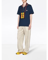 Мужская темно-синяя футболка-поло от Gucci