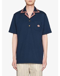 Мужская темно-синяя футболка-поло от Gucci