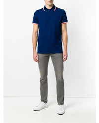 Мужская темно-синяя футболка-поло от Saint Laurent