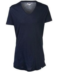 Темно-синяя футболка с v-образным вырезом